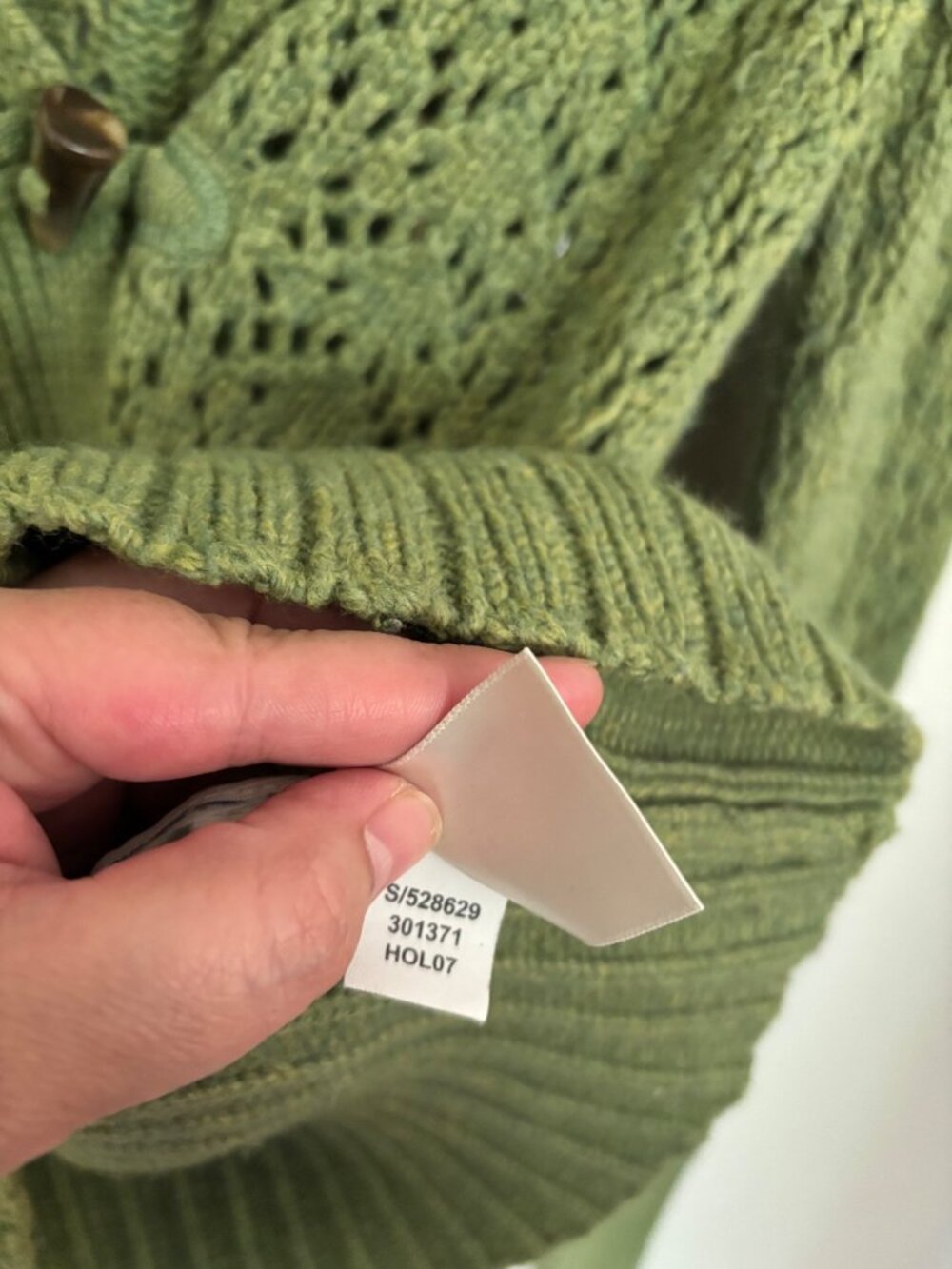 Old Navy Green Open Knit Cardigan Sweater Womens Medium Shawl Collar Toggle Clos - Picture 5 of 11